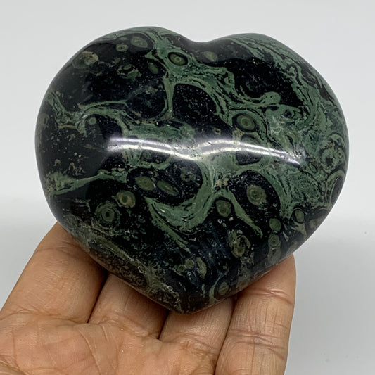 0.78 lbs, 3"x3.2"x1.6", Kambaba Jasper Heart Crocodile Polished Crystal, B37579