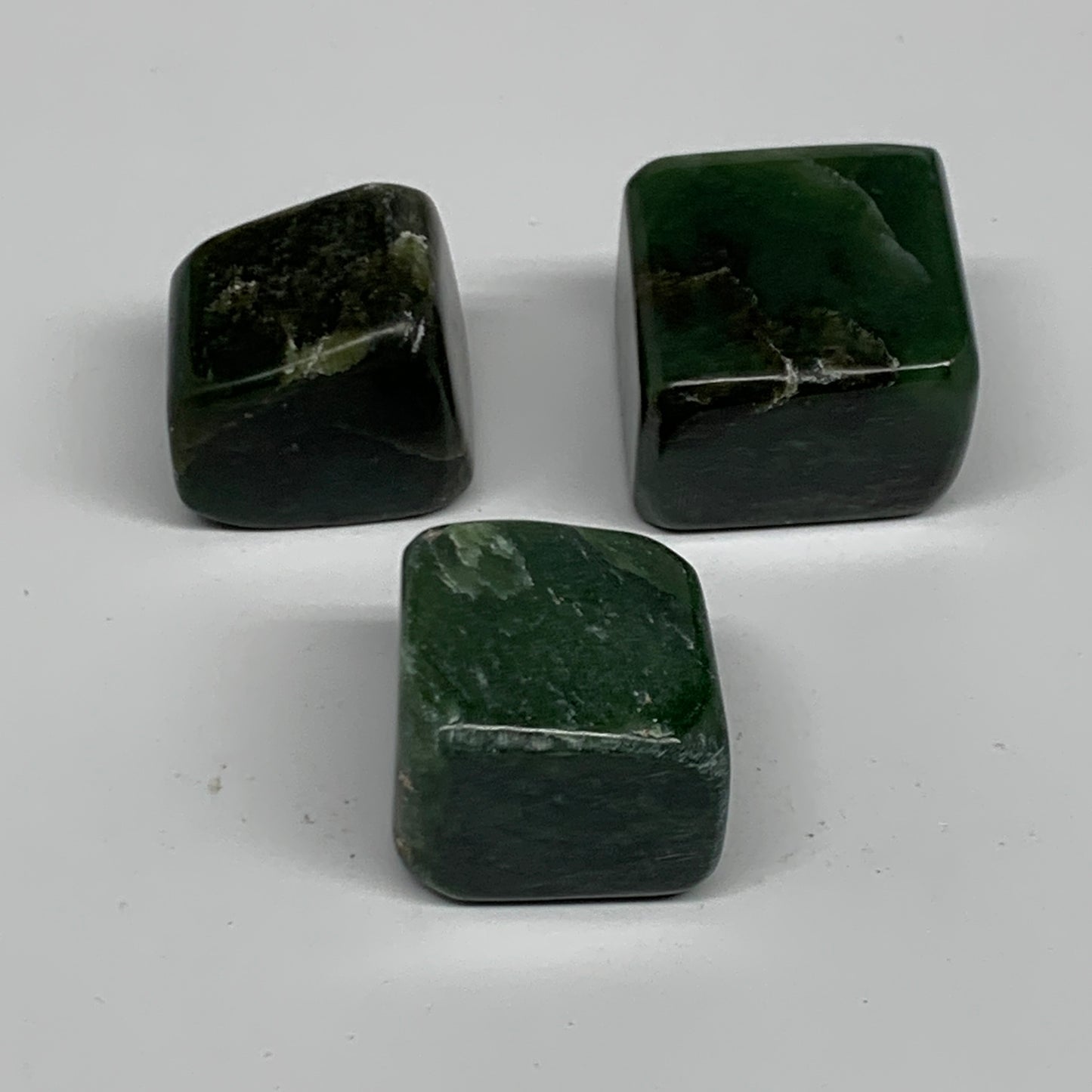 155.2g, 1"-1.2", 3pcs, Natural Nephrite Jade Tumbled Stone @Afghanistan,B31898
