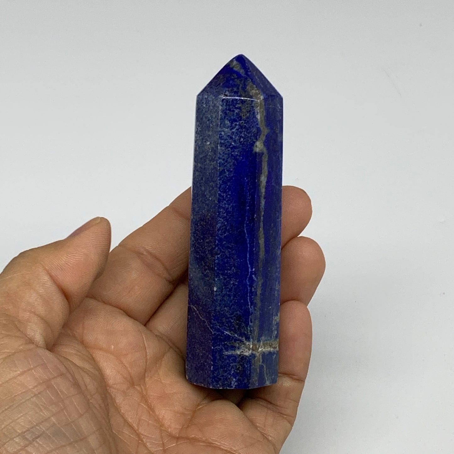132.9g, 3.6"x1", Natural Lapis Lazuli Tower Point Obelisk Afghanistan,B30378