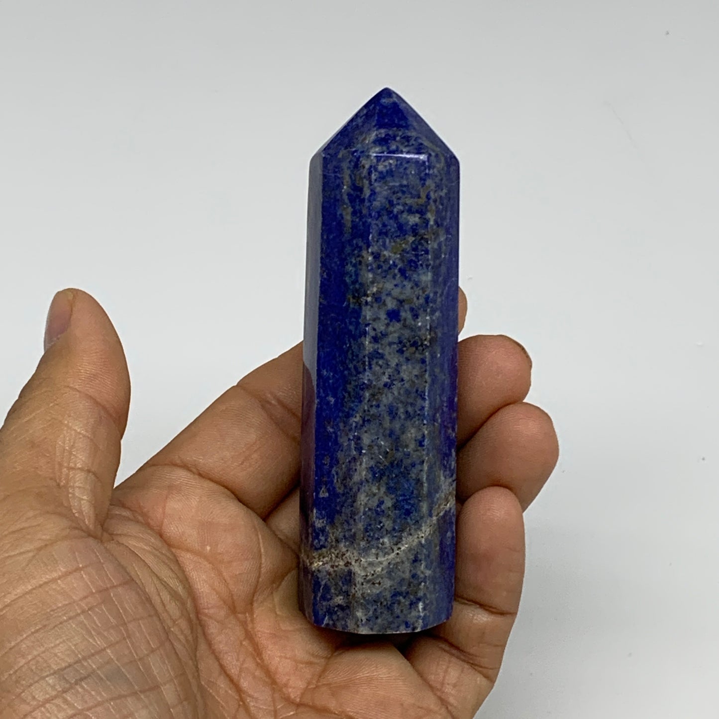 132.9g, 3.6"x1", Natural Lapis Lazuli Tower Point Obelisk Afghanistan,B30378
