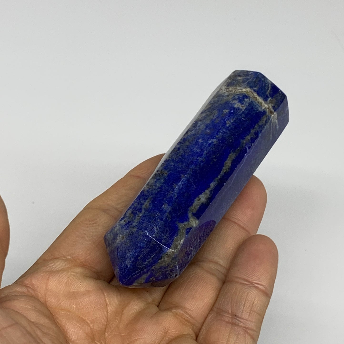 132.9g, 3.6"x1", Natural Lapis Lazuli Tower Point Obelisk Afghanistan,B30378