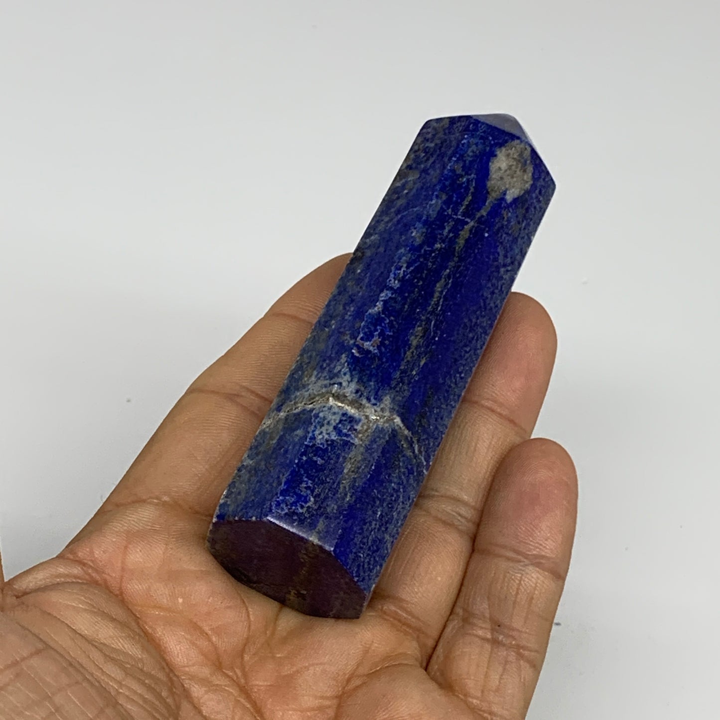 132.9g, 3.6"x1", Natural Lapis Lazuli Tower Point Obelisk Afghanistan,B30378