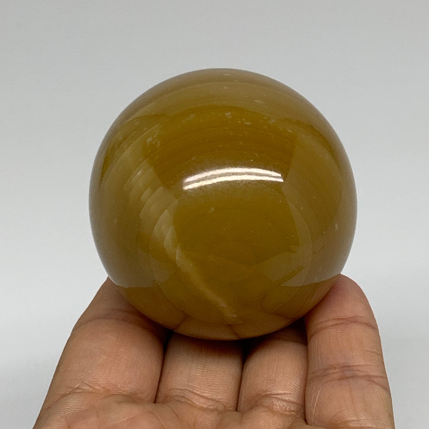 266.5g, 2.3"(58mm), Honey Calcite Sphere Polished Gemstone, B35318