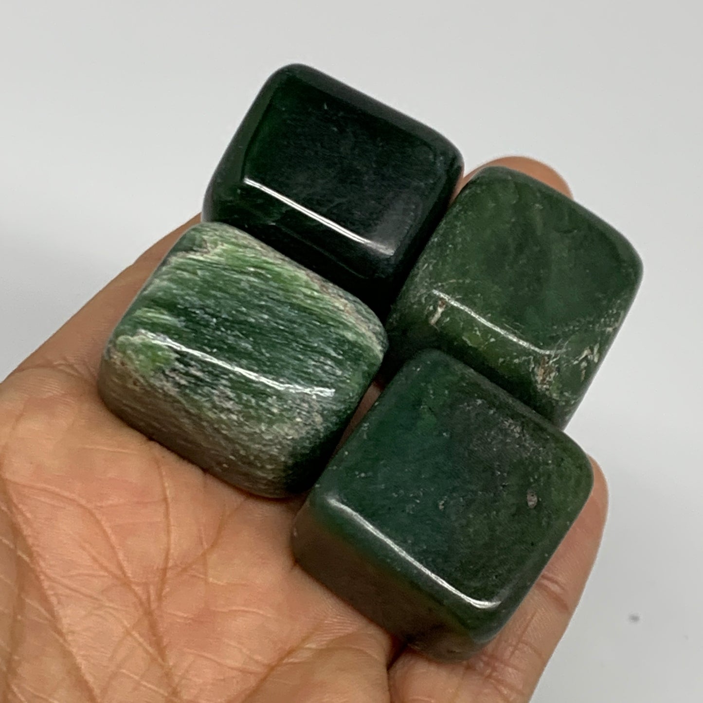 168.1g, 1"-1.1", 4pcs, Natural Nephrite Jade Tumbled Stone @Afghanistan,B31899