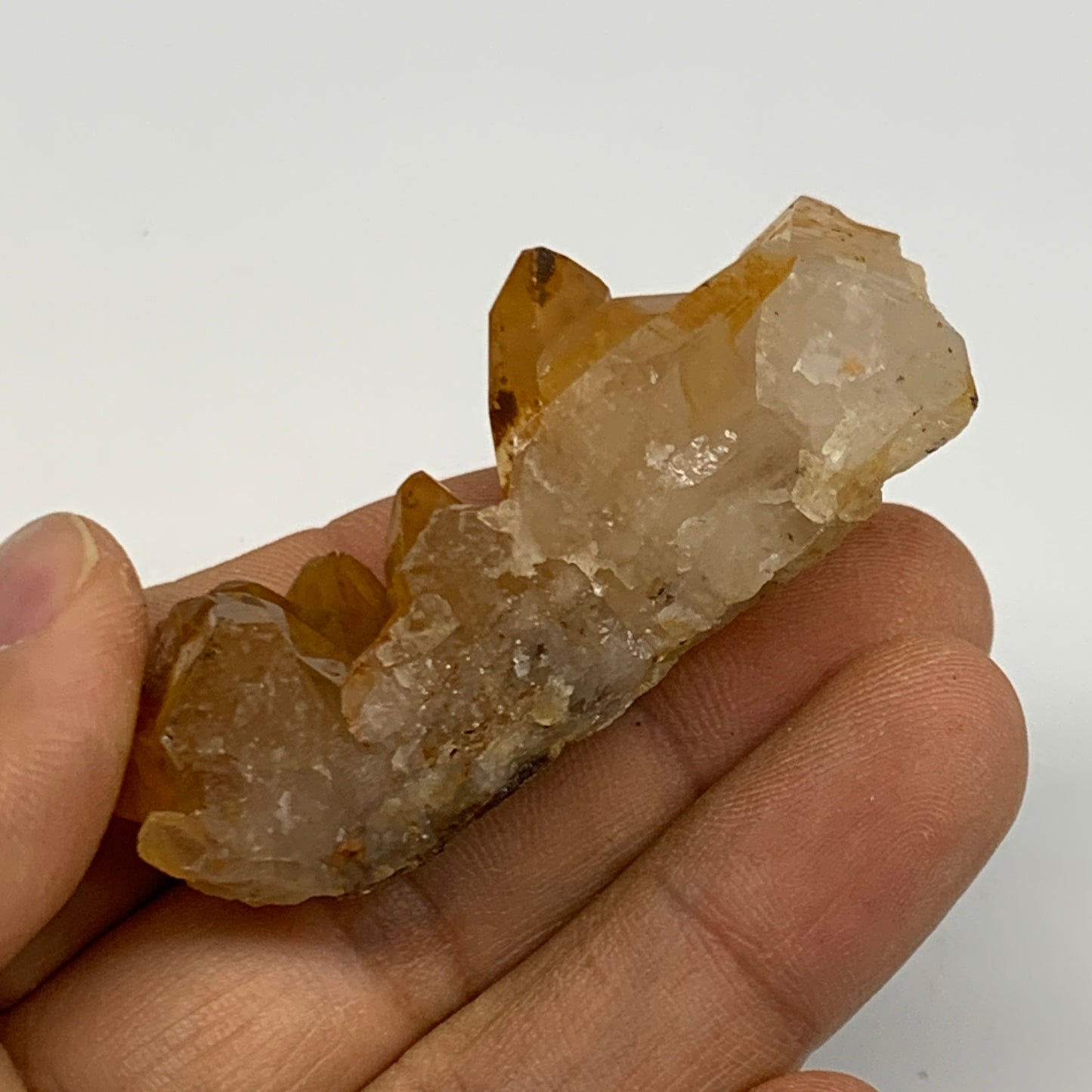 38.1g, 2.4"x1.1"x0.8", Orange Quartz Cluster Crystal Terminated @Brazil, B28894