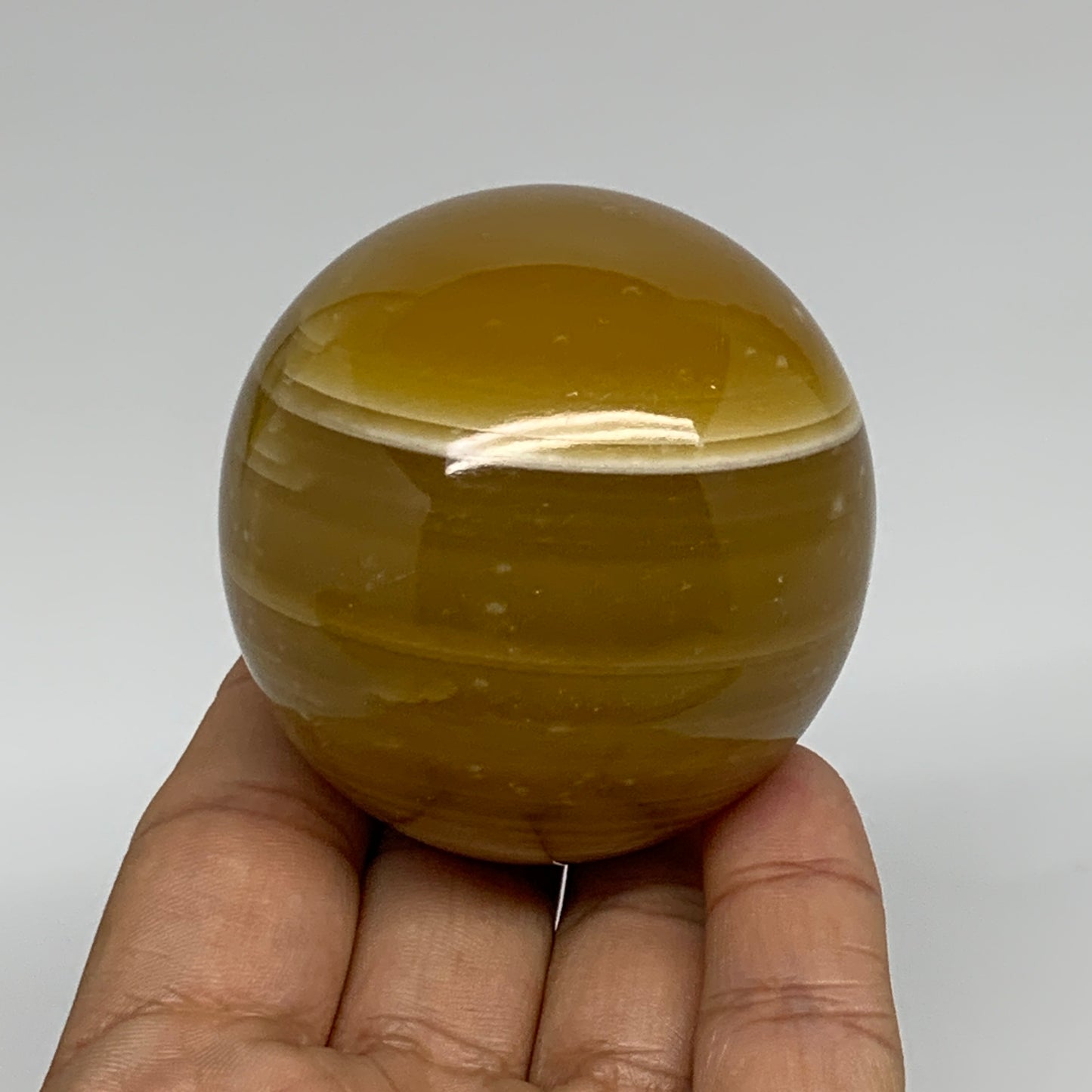 266.5g, 2.3"(58mm), Honey Calcite Sphere Polished Gemstone, B35318