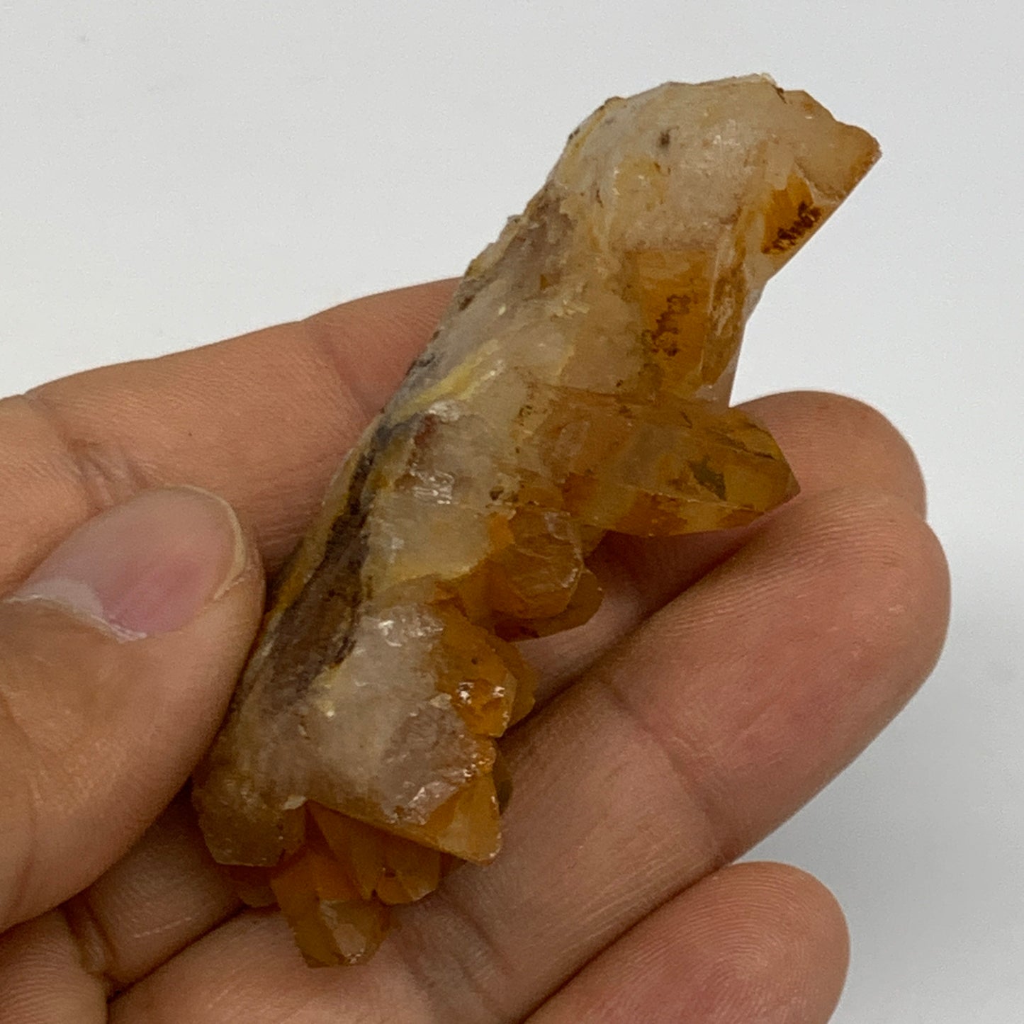 38.1g, 2.4"x1.1"x0.8", Orange Quartz Cluster Crystal Terminated @Brazil, B28894
