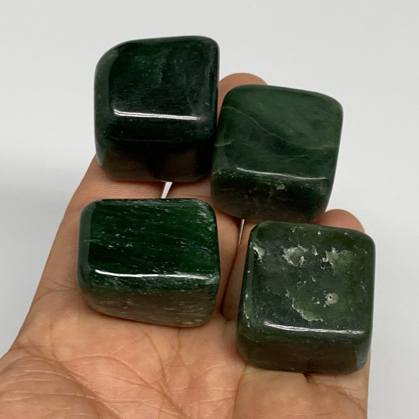 168.1g, 1"-1.1", 4pcs, Natural Nephrite Jade Tumbled Stone @Afghanistan,B31899