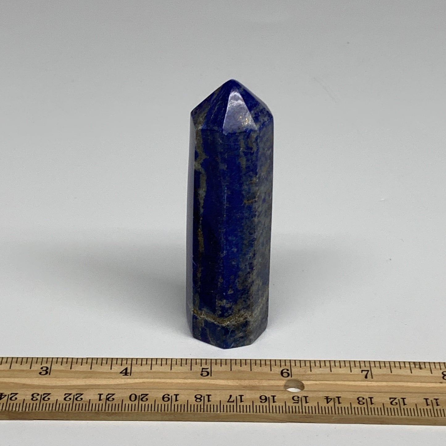 132.9g, 3.6"x1", Natural Lapis Lazuli Tower Point Obelisk Afghanistan,B30378