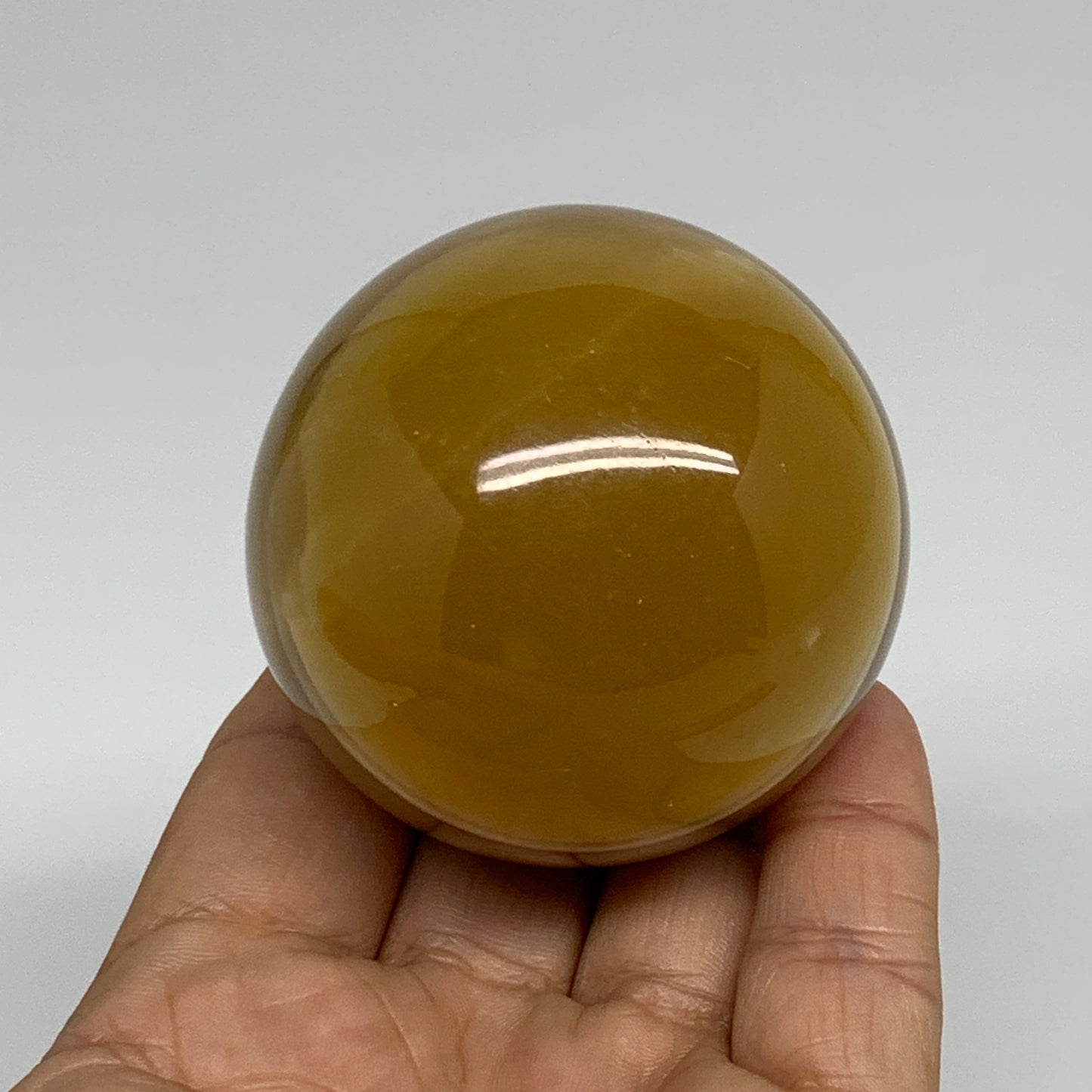 266.5g, 2.3"(58mm), Honey Calcite Sphere Polished Gemstone, B35318