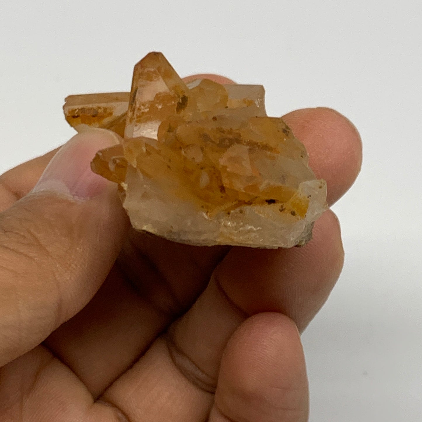 38.1g, 2.4"x1.1"x0.8", Orange Quartz Cluster Crystal Terminated @Brazil, B28894