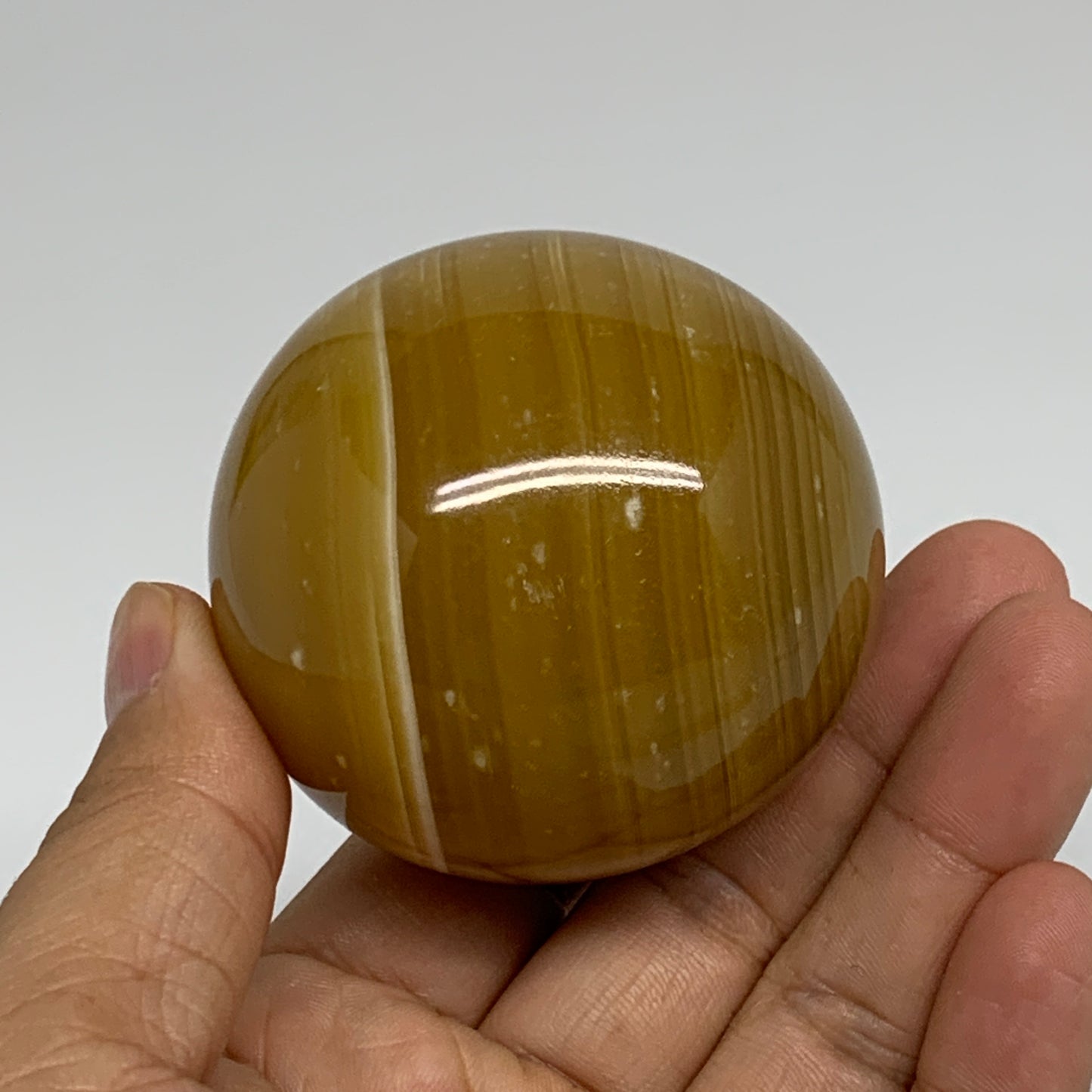 266.5g, 2.3"(58mm), Honey Calcite Sphere Polished Gemstone, B35318