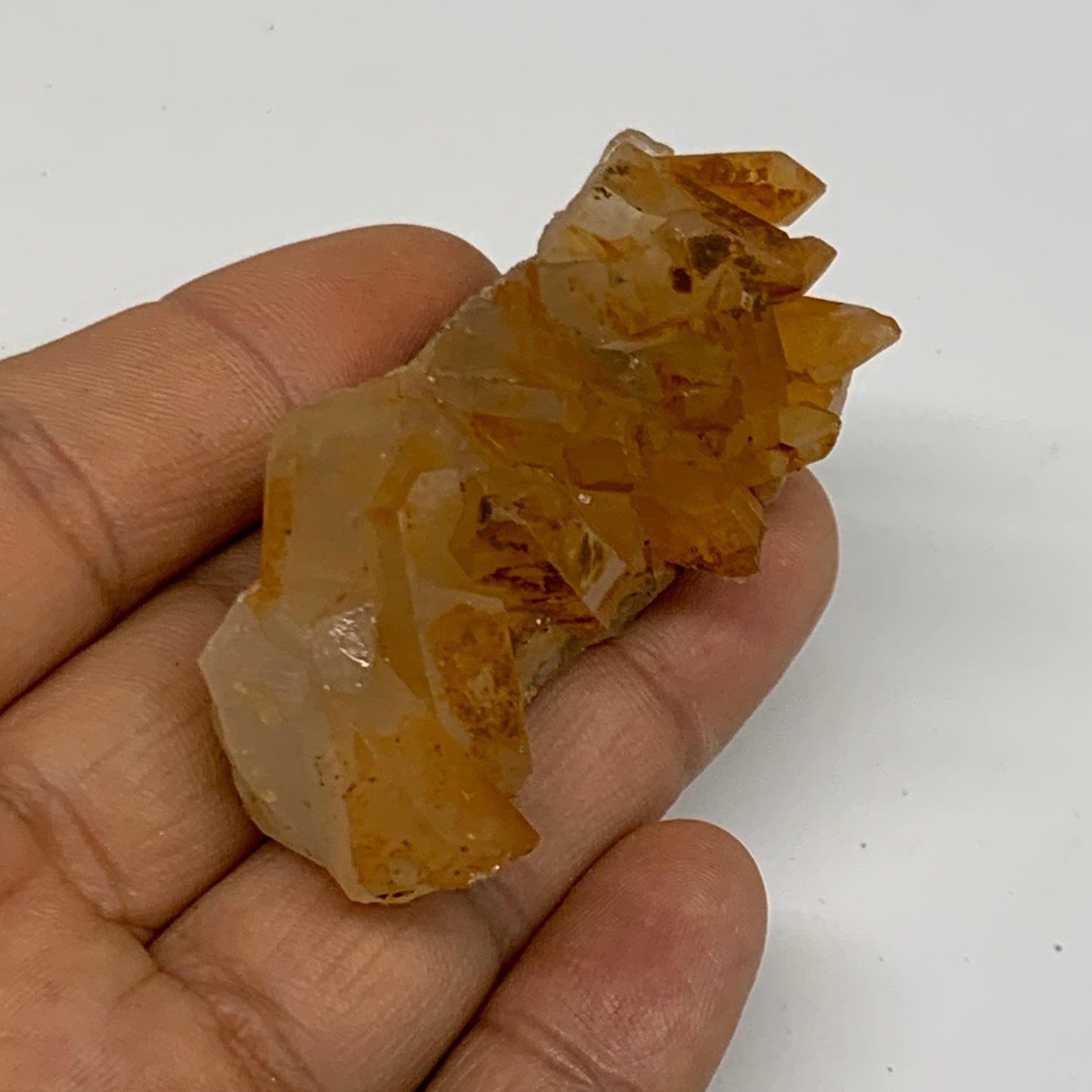 38.1g, 2.4"x1.1"x0.8", Orange Quartz Cluster Crystal Terminated @Brazil, B28894