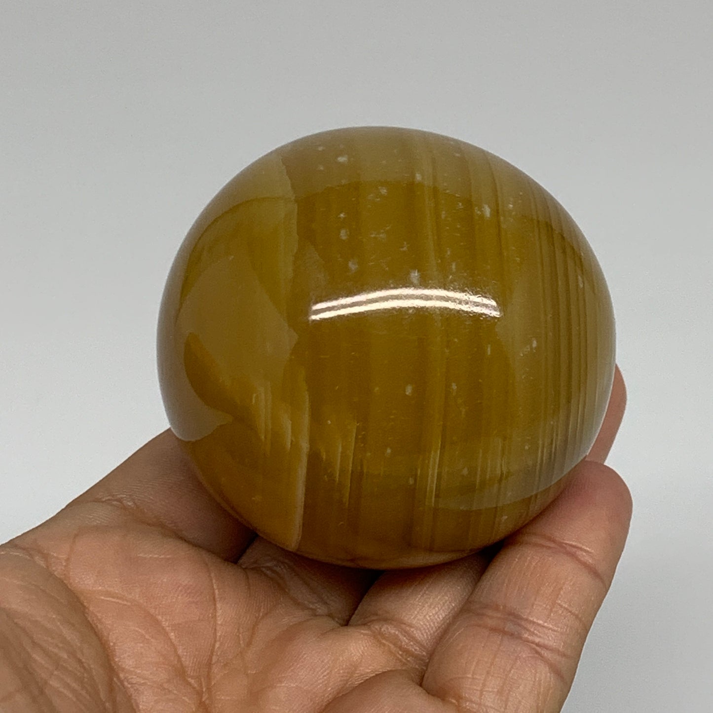 266.5g, 2.3"(58mm), Honey Calcite Sphere Polished Gemstone, B35318