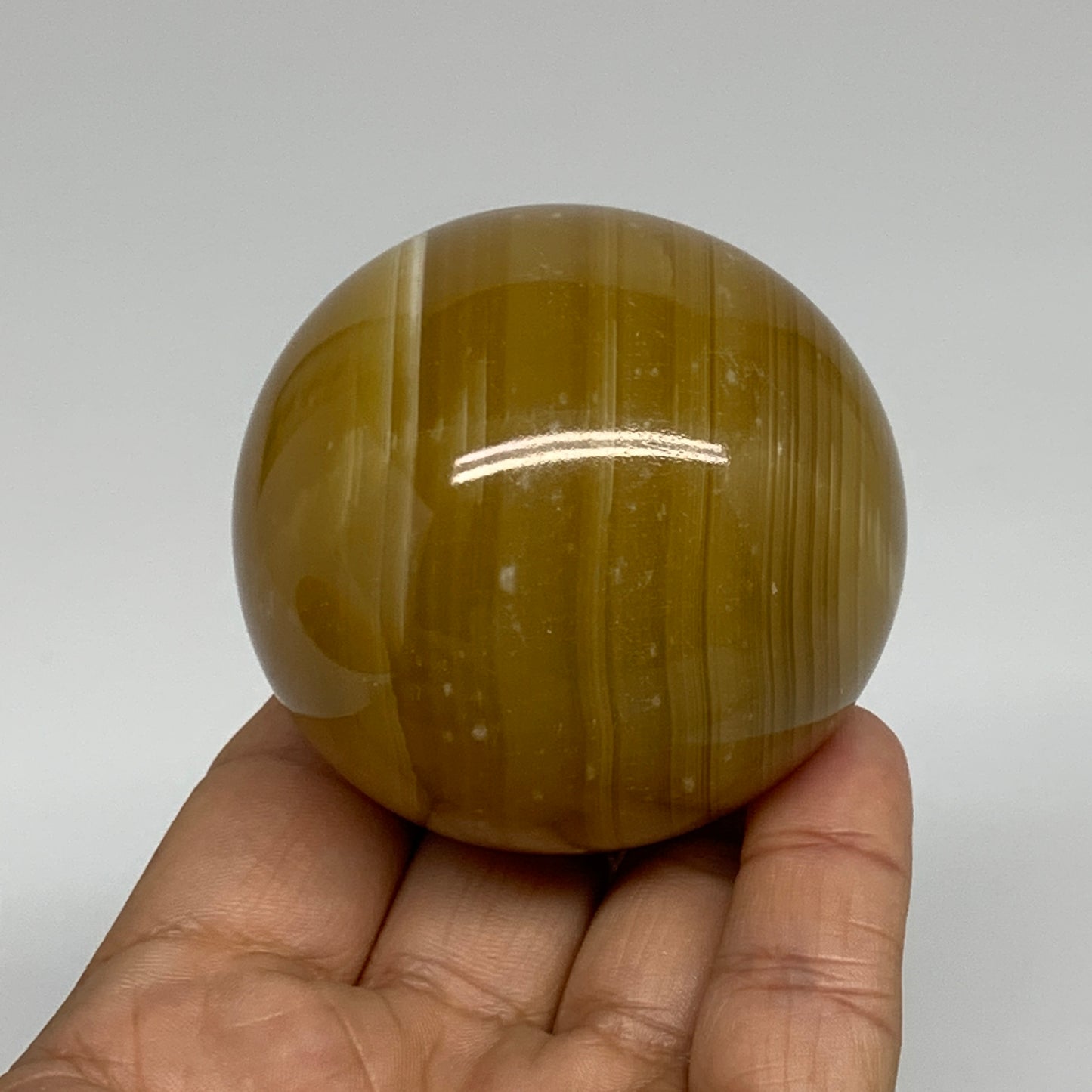 266.5g, 2.3"(58mm), Honey Calcite Sphere Polished Gemstone, B35318
