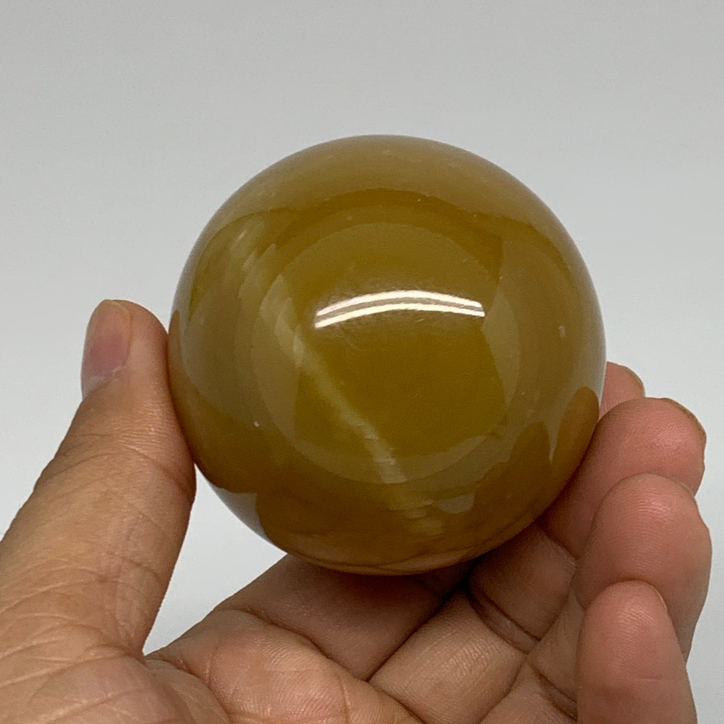 266.5g, 2.3"(58mm), Honey Calcite Sphere Polished Gemstone, B35318