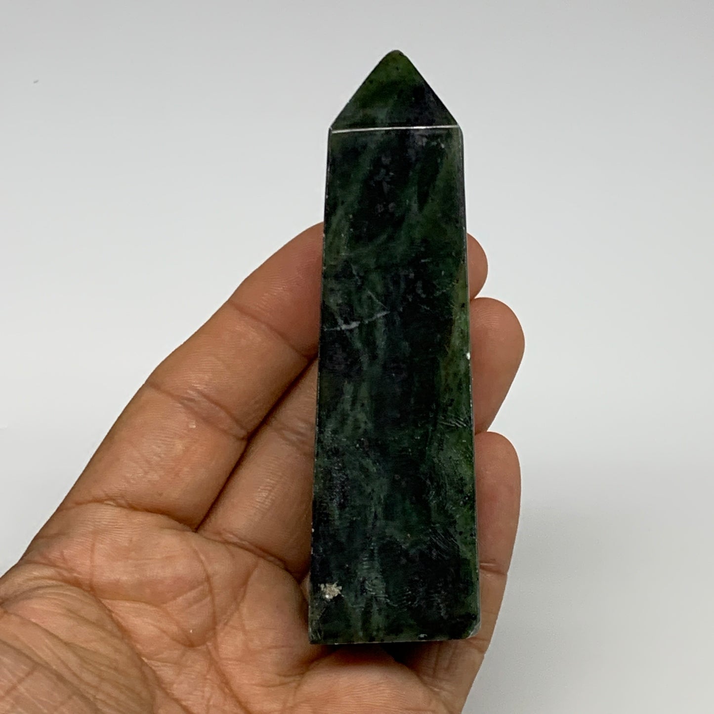 119.7g, 3.7"x1.1"x1", Serpentine Point Tower Obelisk Crystal @Pakistan, B29629