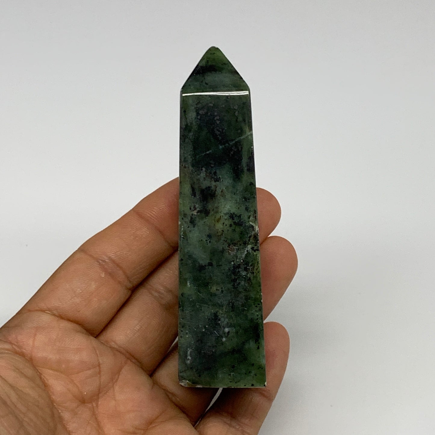119.7g, 3.7"x1.1"x1", Serpentine Point Tower Obelisk Crystal @Pakistan, B29629