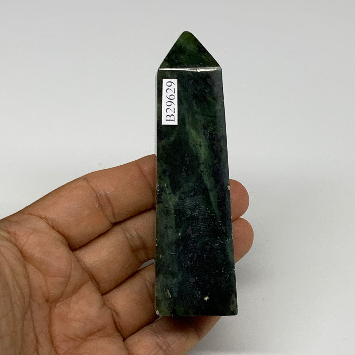 119.7g, 3.7"x1.1"x1", Serpentine Point Tower Obelisk Crystal @Pakistan, B29629
