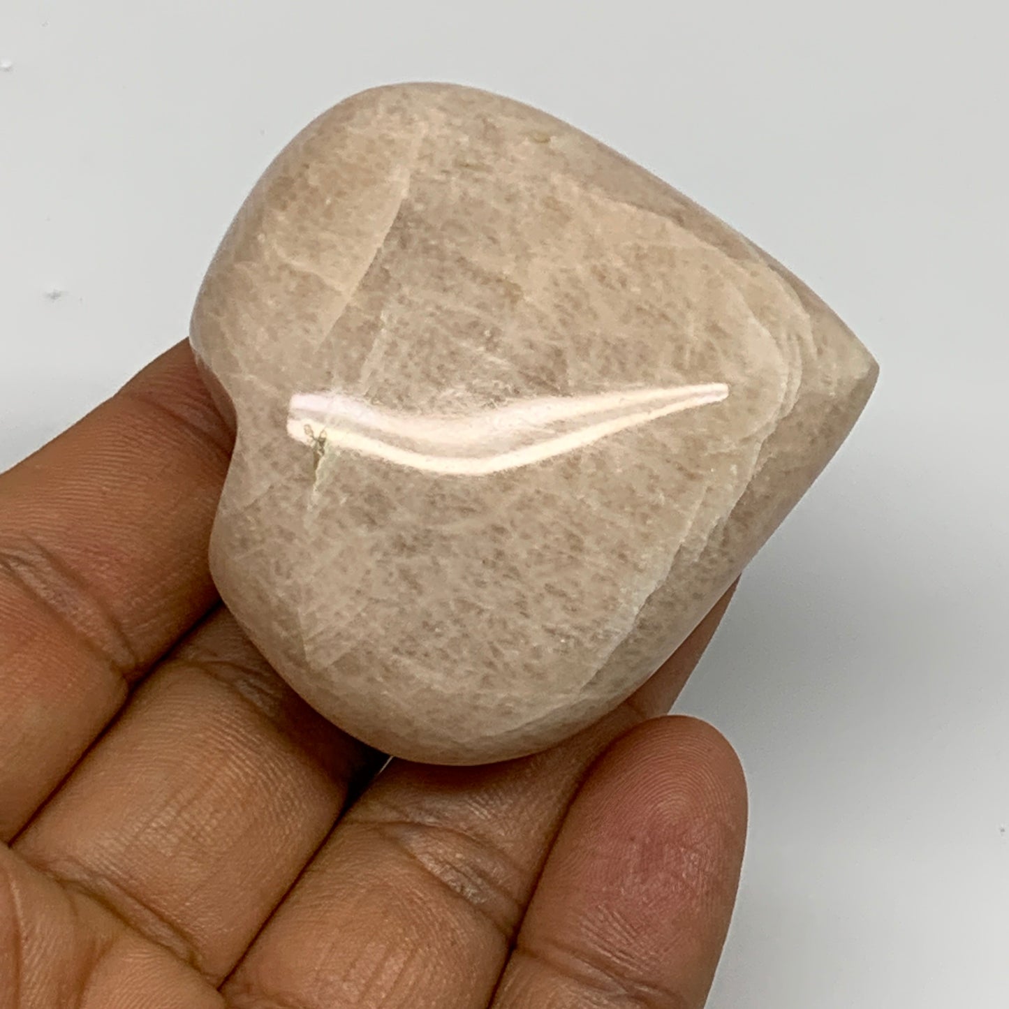80.1g, 2"x2.1"x0.9", Peach Moonstone Heart Crystal Polished Gemstone, B28105