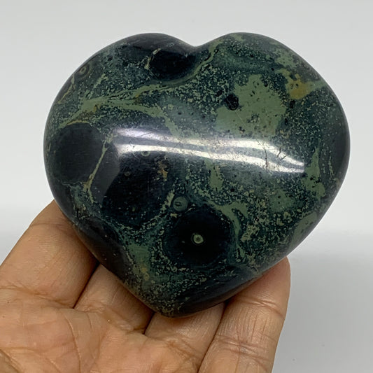 0.62 lbs, 3"x3"x1.5", Kambaba Jasper Heart Crocodile Polished Crystal, B37581