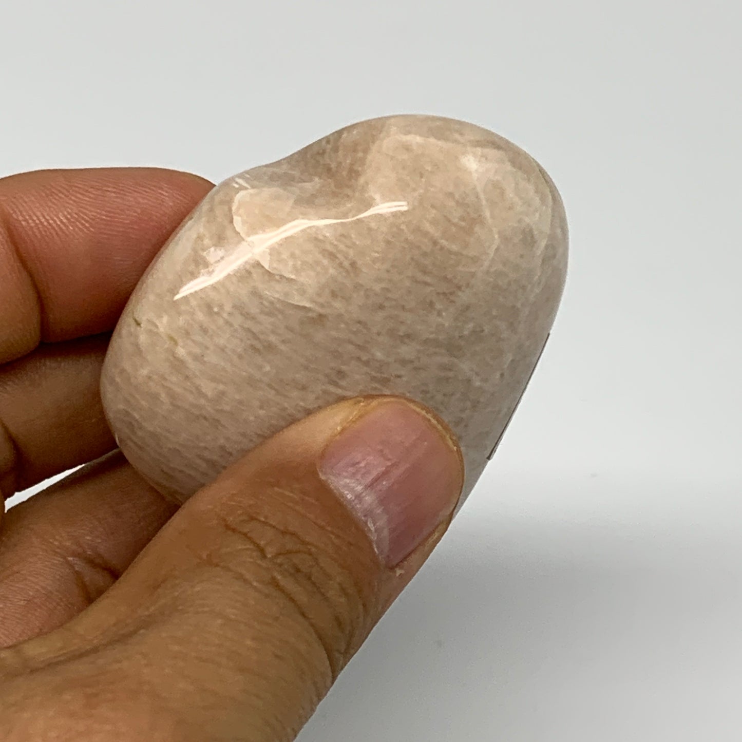 80.1g, 2"x2.1"x0.9", Peach Moonstone Heart Crystal Polished Gemstone, B28105