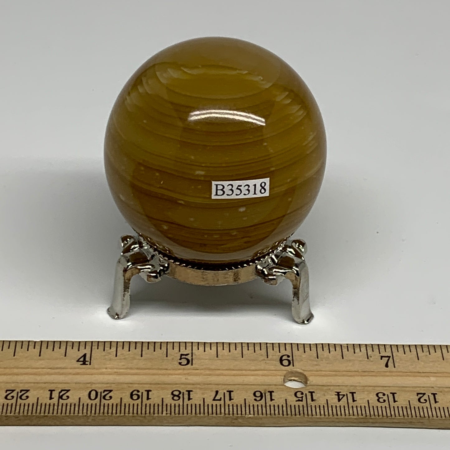 266.5g, 2.3"(58mm), Honey Calcite Sphere Polished Gemstone, B35318