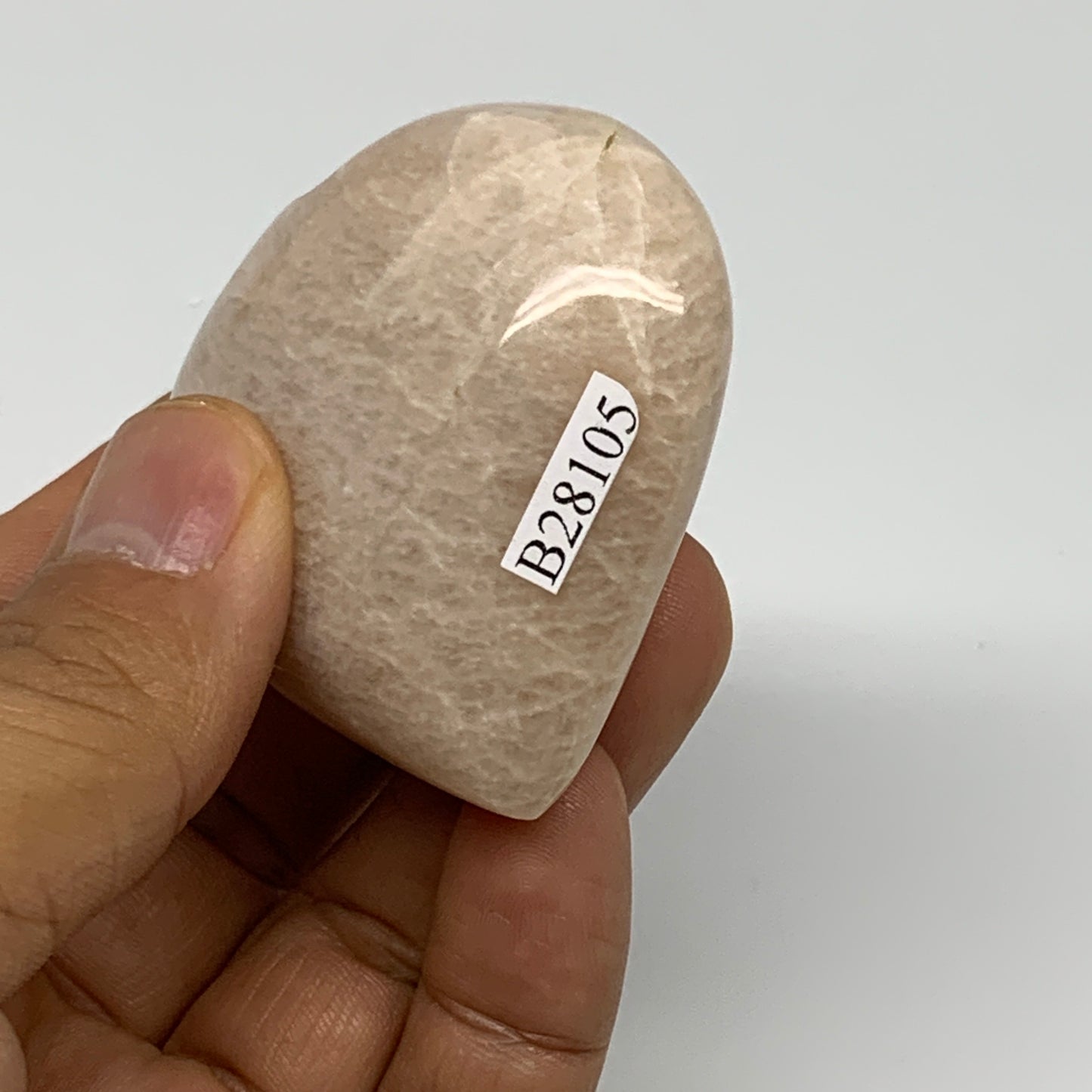 80.1g, 2"x2.1"x0.9", Peach Moonstone Heart Crystal Polished Gemstone, B28105