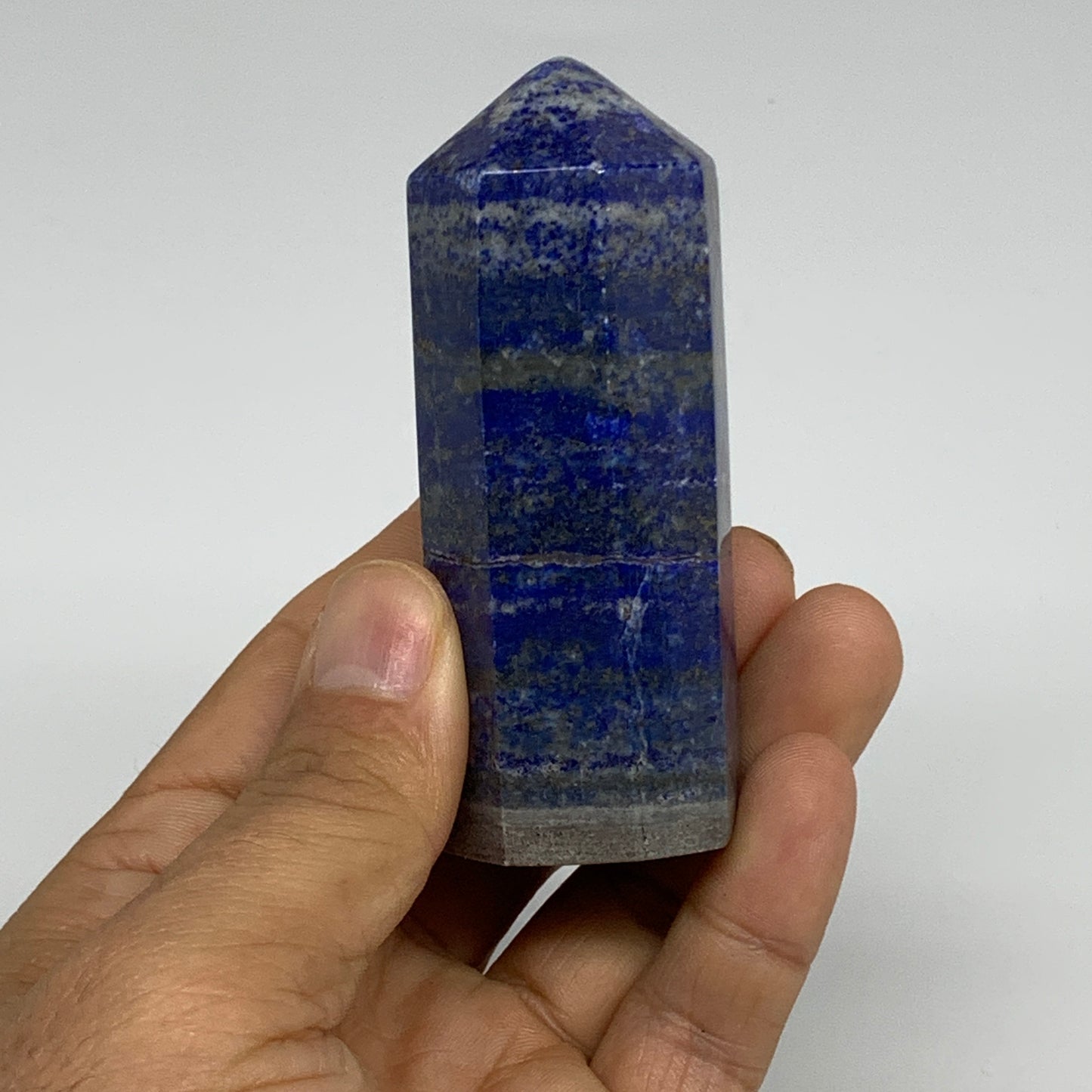 172.6g, 3.1"x1.2", Natural Lapis Lazuli Tower Point Obelisk Afghanistan,B30380