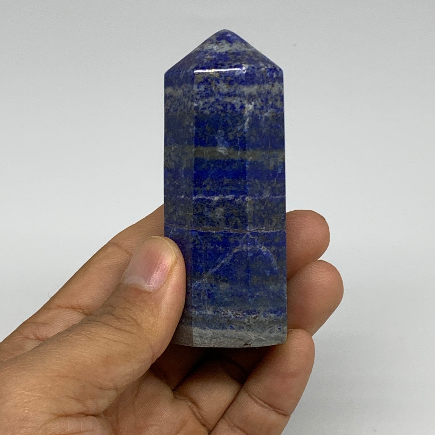 172.6g, 3.1"x1.2", Natural Lapis Lazuli Tower Point Obelisk Afghanistan,B30380