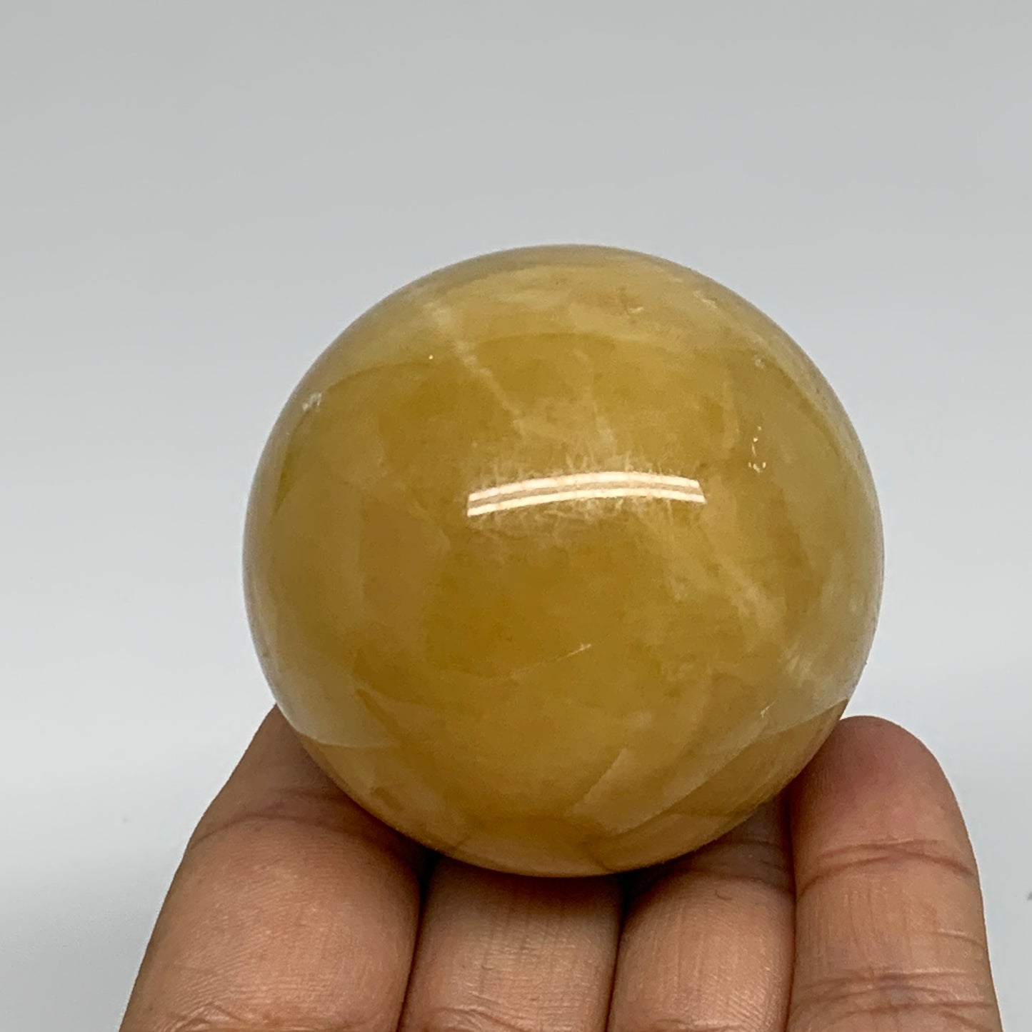 203g, 2.1"(52mm), Honey Calcite Sphere Polished Gemstone, B35319