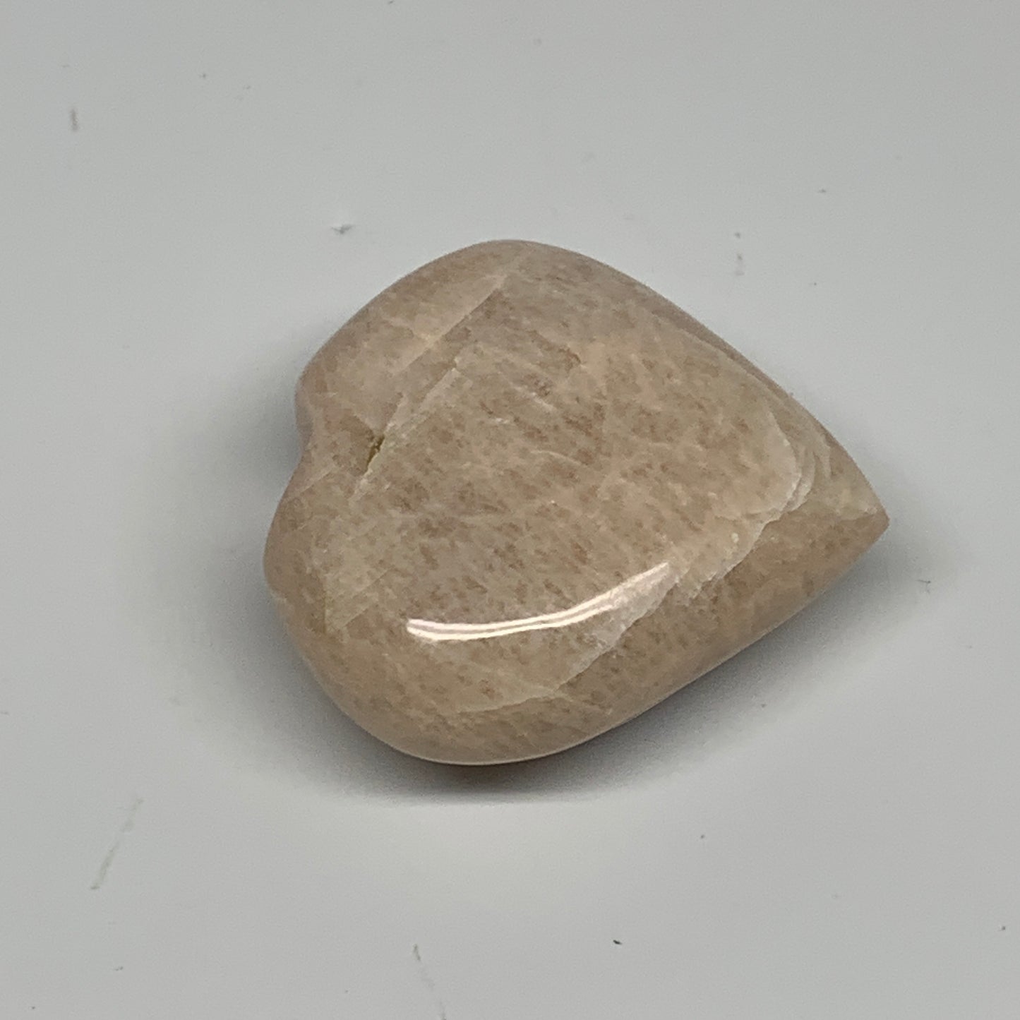 80.1g, 2"x2.1"x0.9", Peach Moonstone Heart Crystal Polished Gemstone, B28105