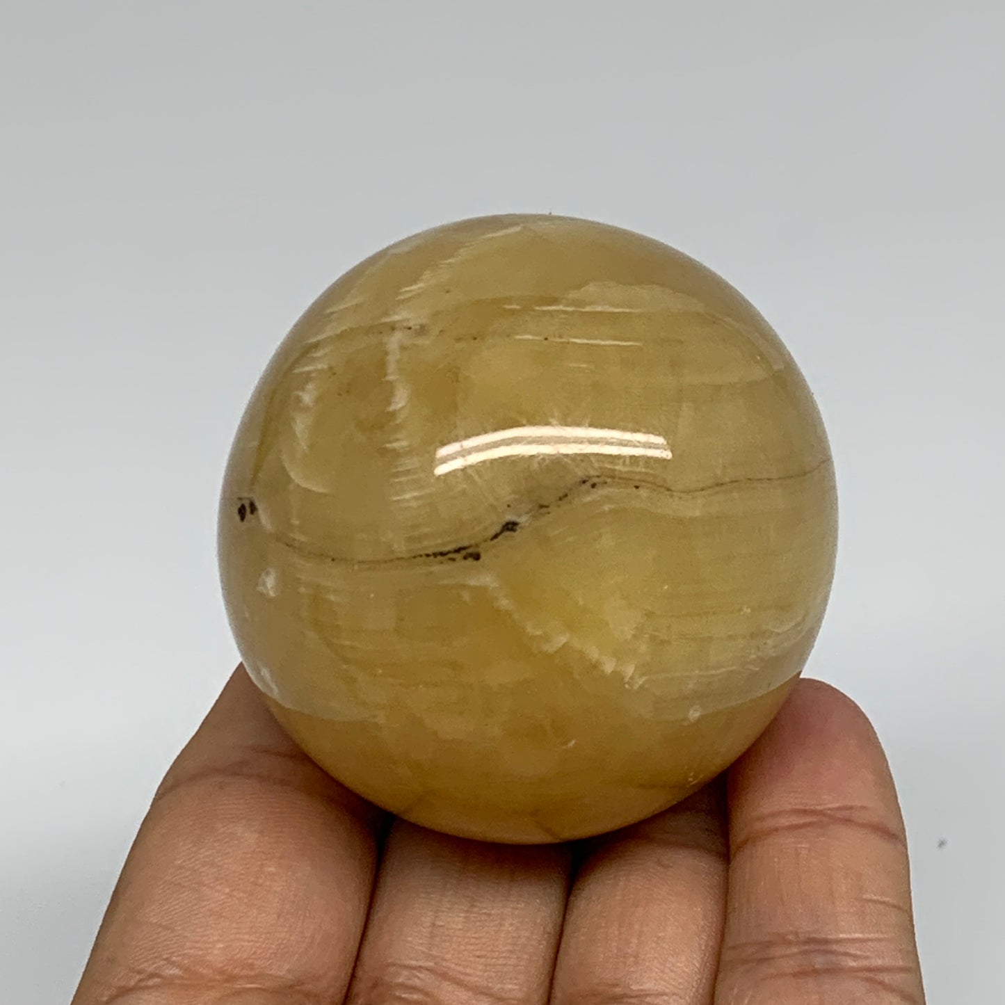 203g, 2.1"(52mm), Honey Calcite Sphere Polished Gemstone, B35319