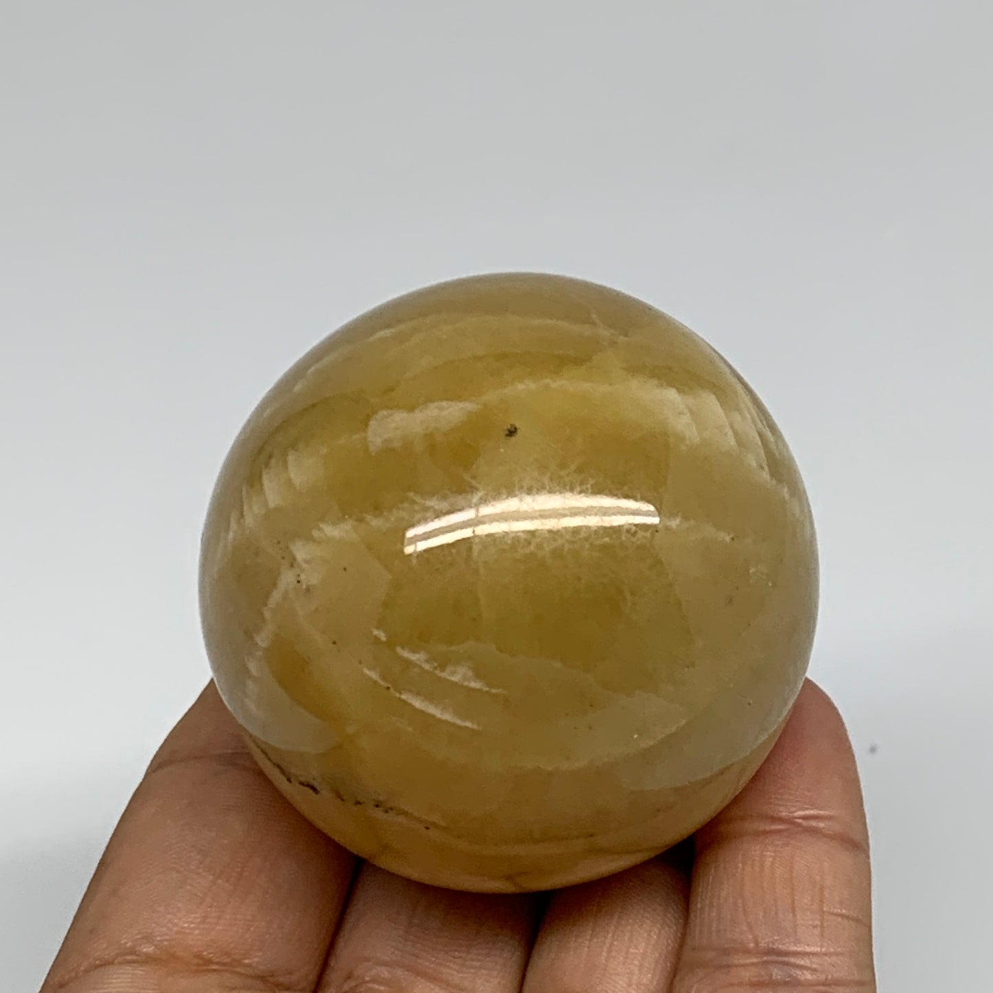 203g, 2.1"(52mm), Honey Calcite Sphere Polished Gemstone, B35319
