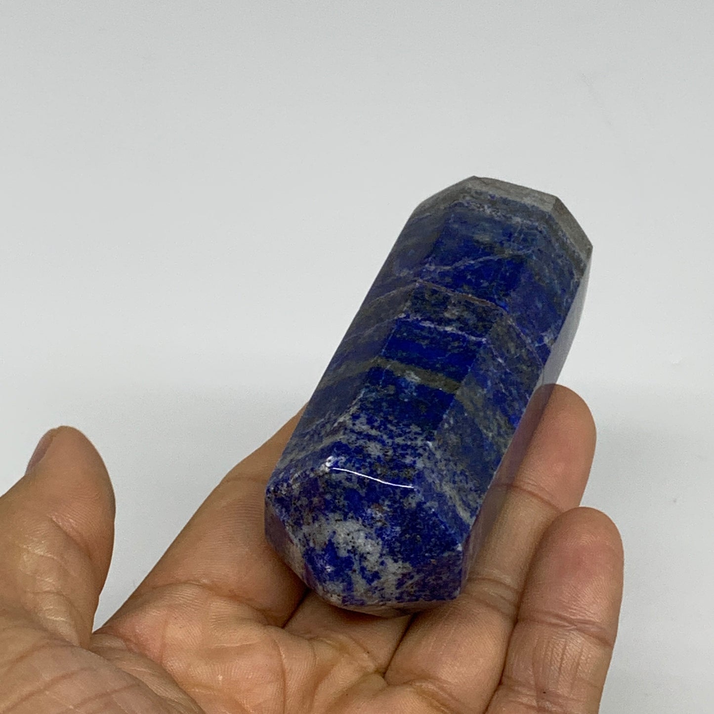 172.6g, 3.1"x1.2", Natural Lapis Lazuli Tower Point Obelisk Afghanistan,B30380