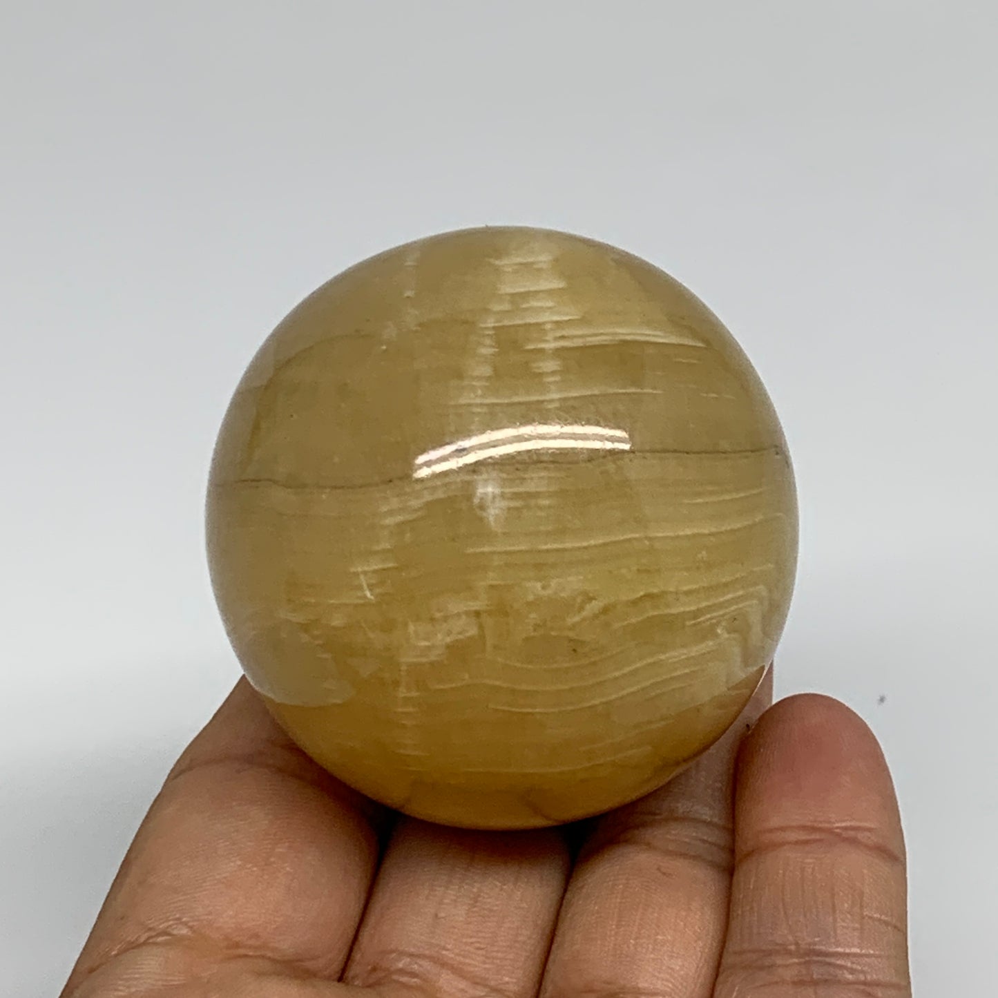 203g, 2.1"(52mm), Honey Calcite Sphere Polished Gemstone, B35319