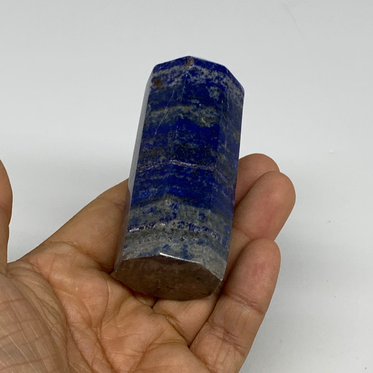 172.6g, 3.1"x1.2", Natural Lapis Lazuli Tower Point Obelisk Afghanistan,B30380