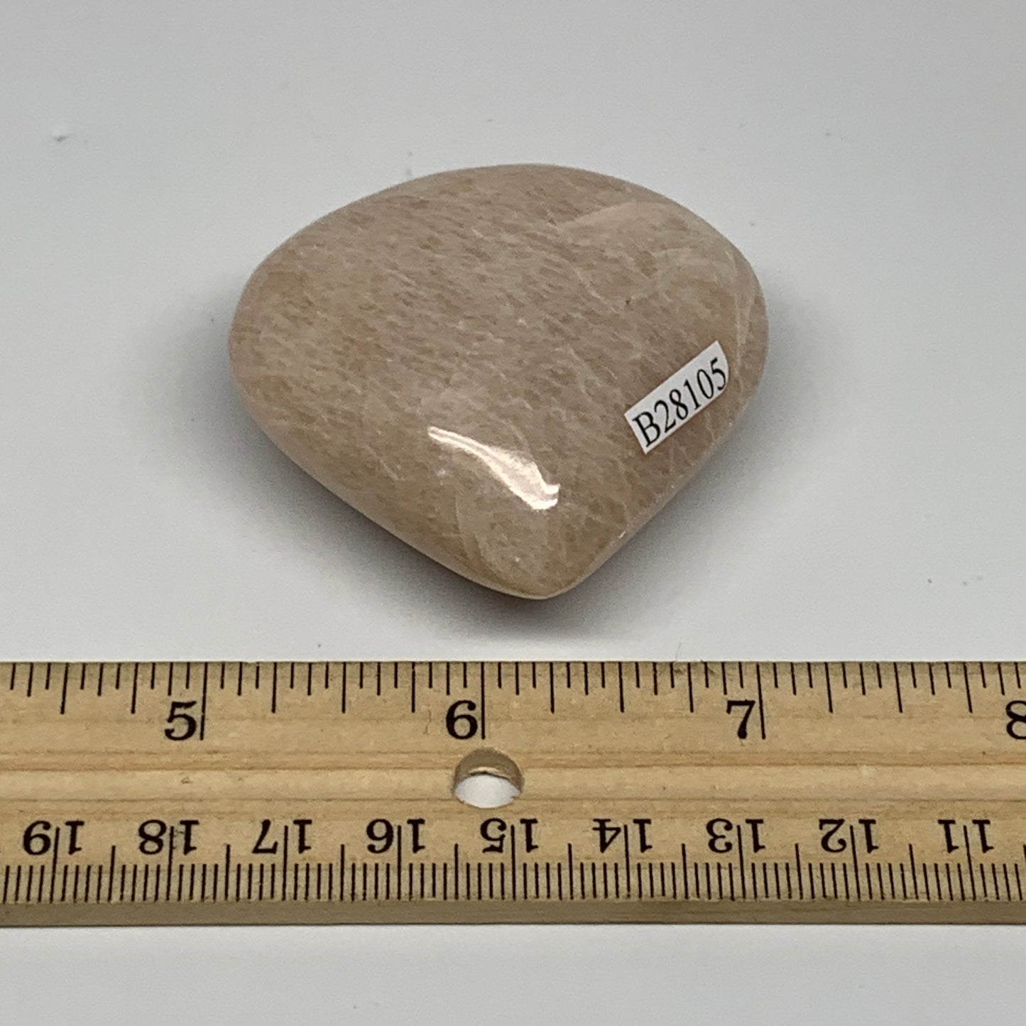 80.1g, 2"x2.1"x0.9", Peach Moonstone Heart Crystal Polished Gemstone, B28105