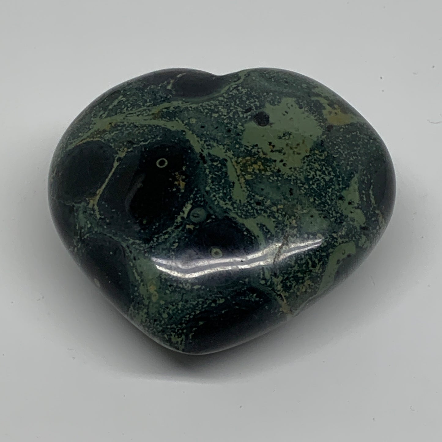 0.62 lbs, 3"x3"x1.5", Kambaba Jasper Heart Crocodile Polished Crystal, B37581