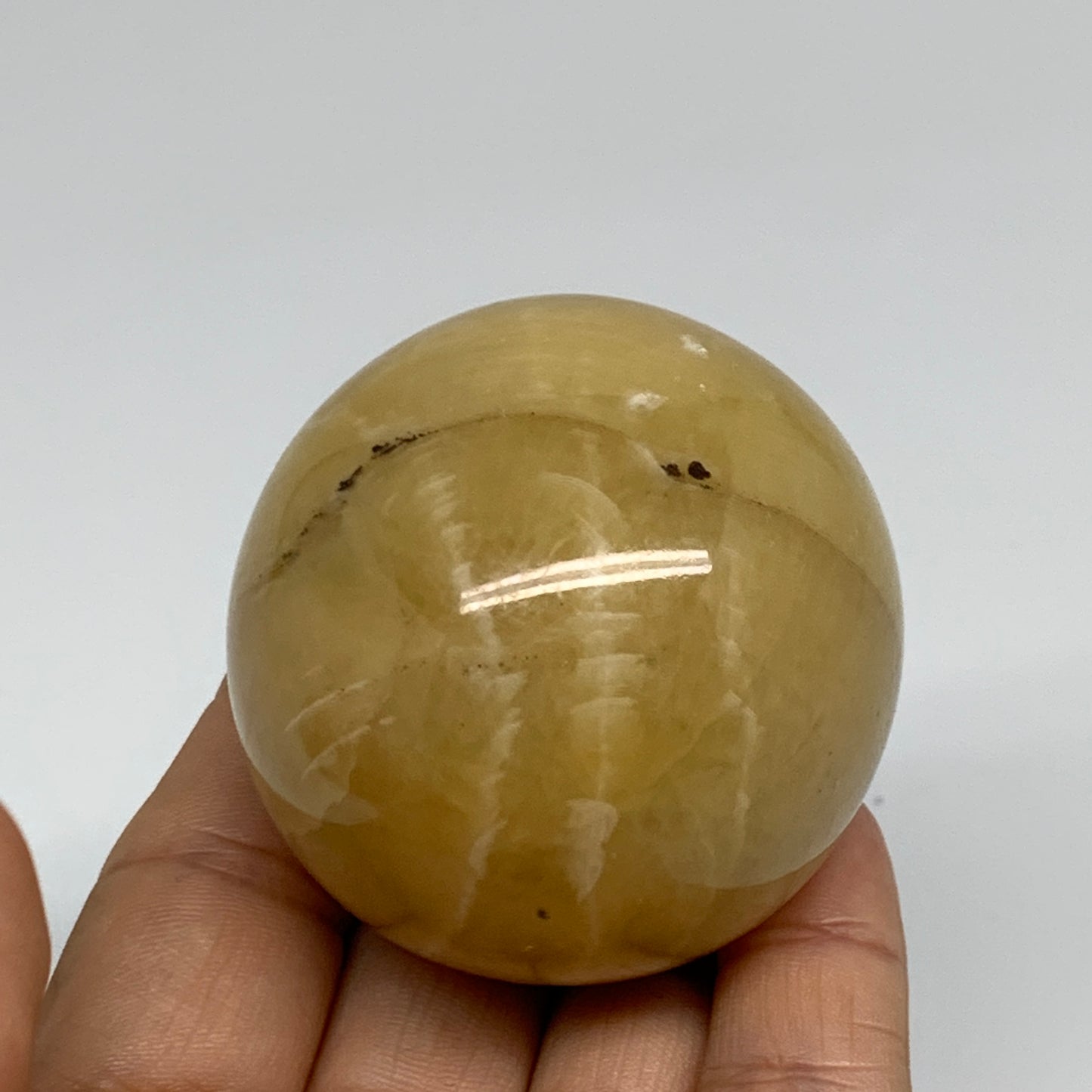 203g, 2.1"(52mm), Honey Calcite Sphere Polished Gemstone, B35319