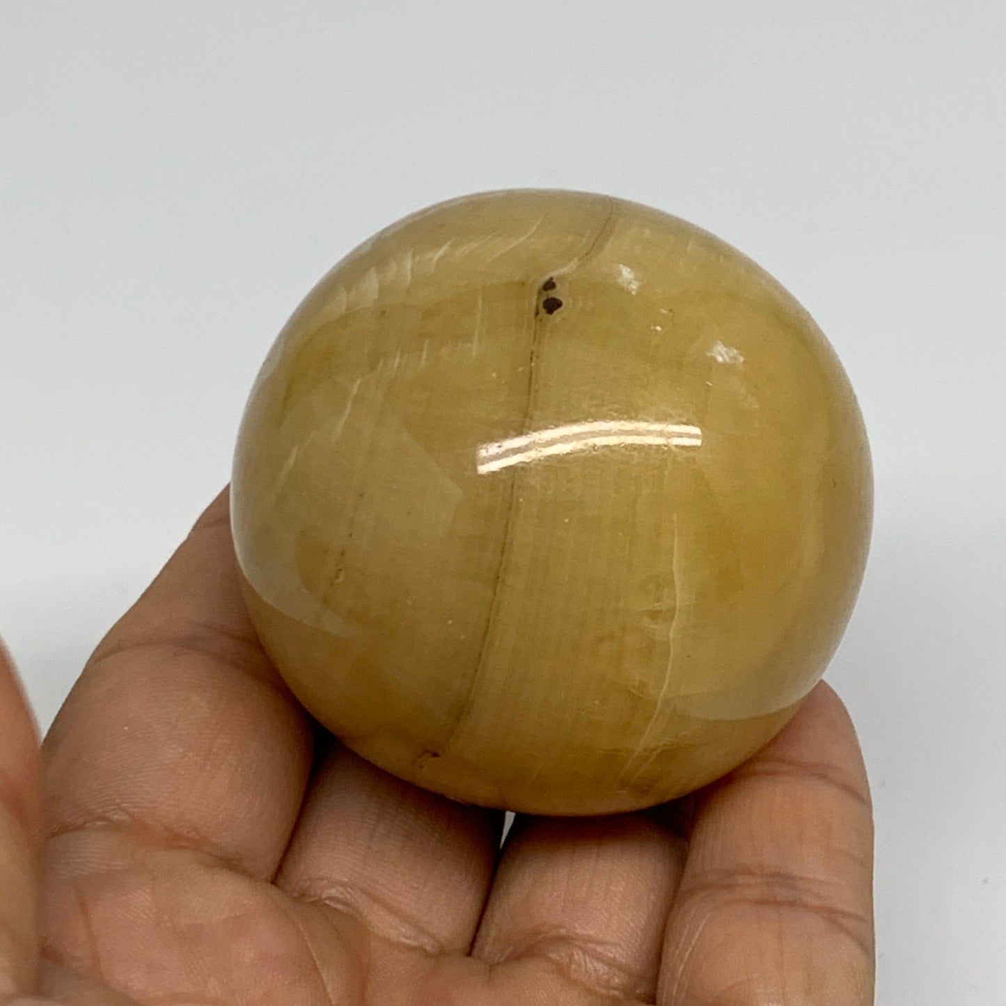 203g, 2.1"(52mm), Honey Calcite Sphere Polished Gemstone, B35319