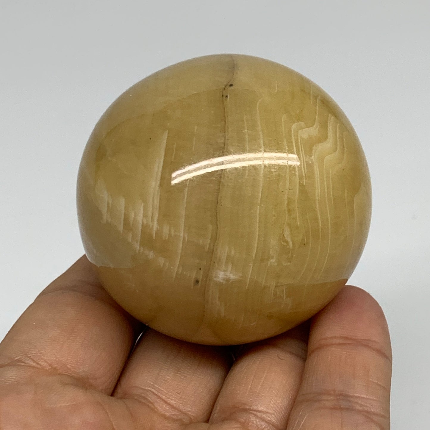 203g, 2.1"(52mm), Honey Calcite Sphere Polished Gemstone, B35319