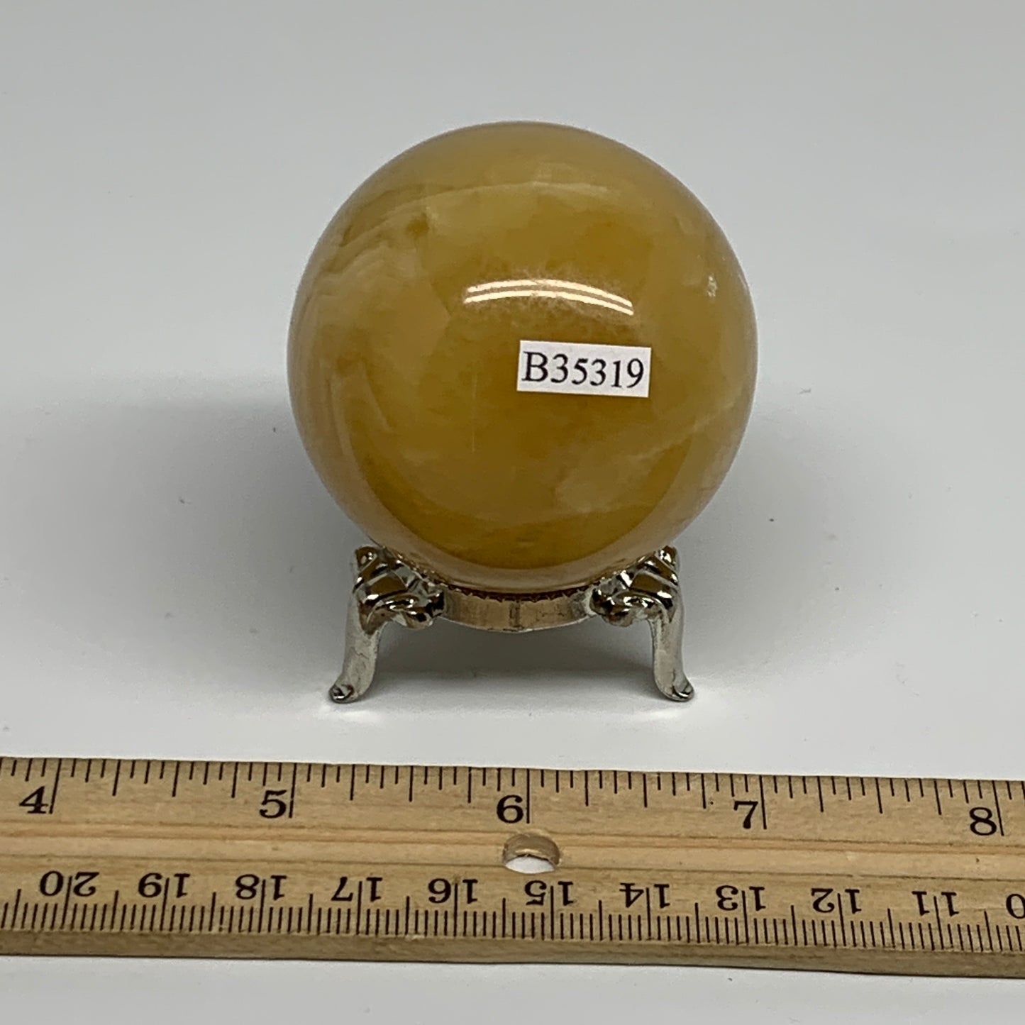 203g, 2.1"(52mm), Honey Calcite Sphere Polished Gemstone, B35319