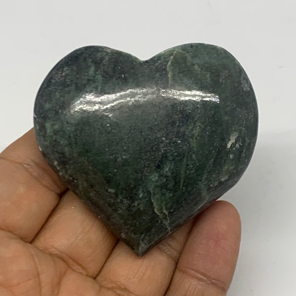 93.6g, 2.1"x2.3"x0.7", Natural Nephrite Jade Heart Polished Crystal, B27311