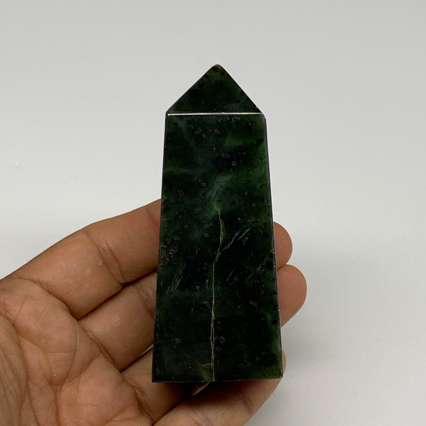 144.7g, 3.3"x1.4"x1", Serpentine Point Tower Obelisk Crystal @Pakistan, B29632