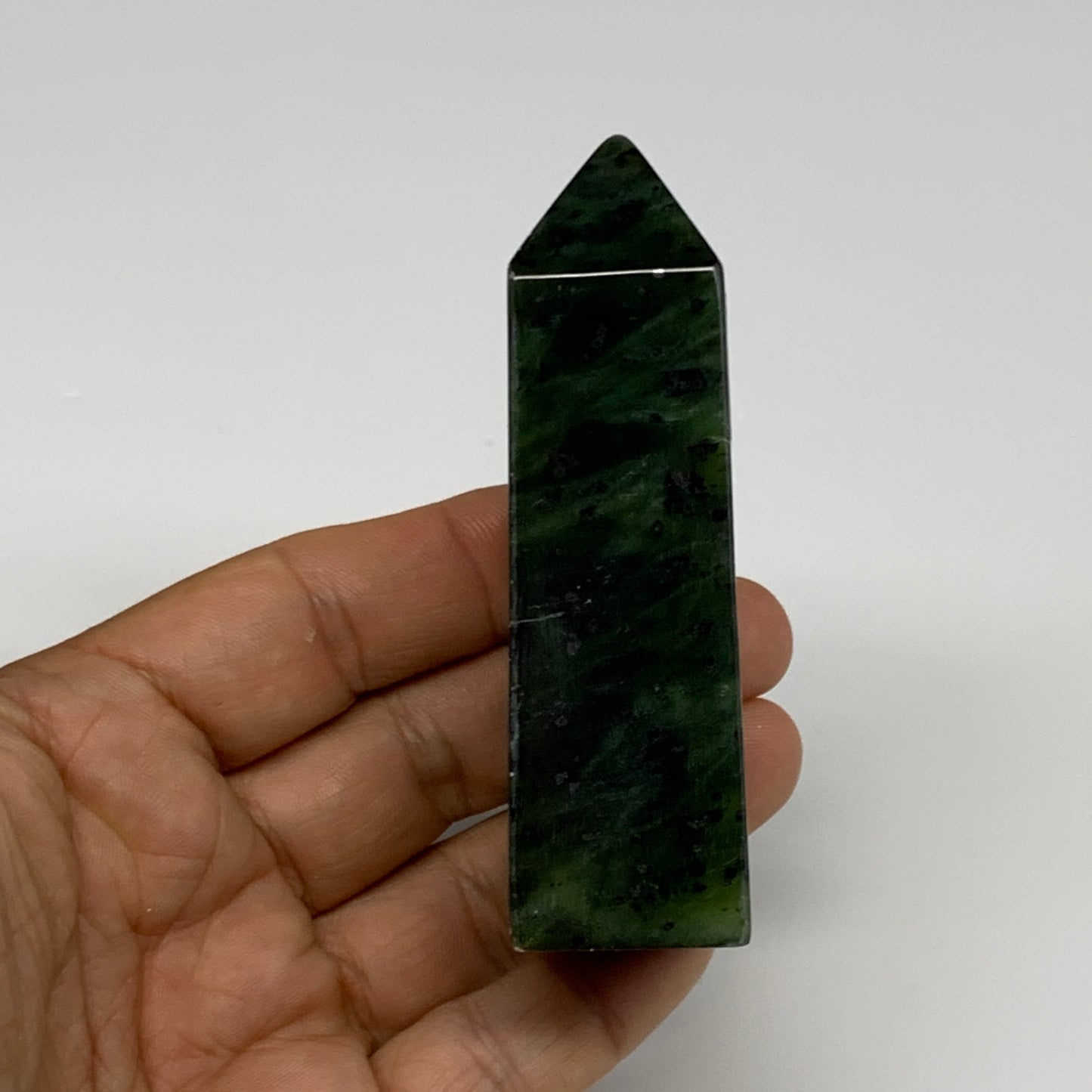 144.7g, 3.3"x1.4"x1", Serpentine Point Tower Obelisk Crystal @Pakistan, B29632