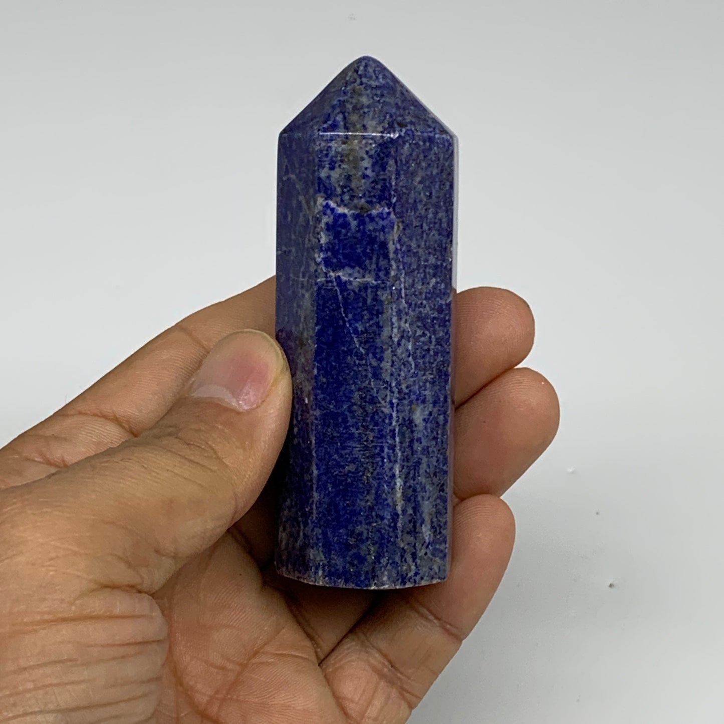 132.2g, 3.1"x1", Natural Lapis Lazuli Tower Point Obelisk Afghanistan,B30382