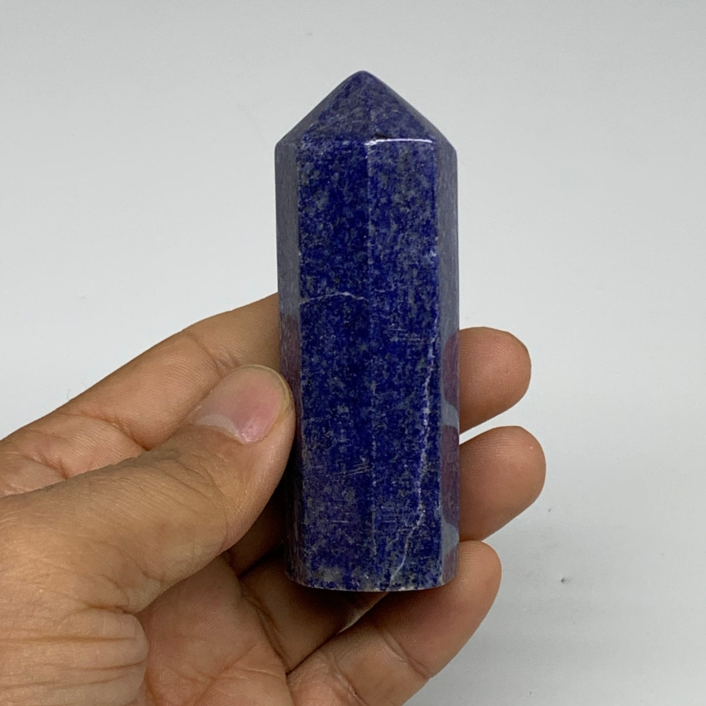 132.2g, 3.1"x1", Natural Lapis Lazuli Tower Point Obelisk Afghanistan,B30382