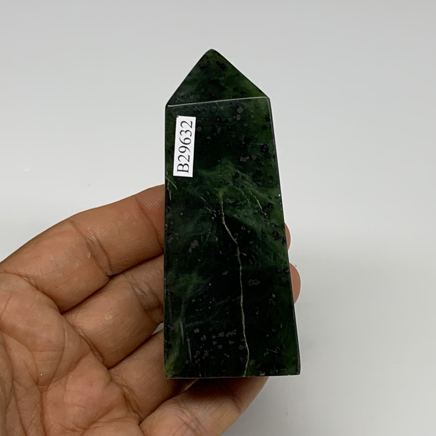 144.7g, 3.3"x1.4"x1", Serpentine Point Tower Obelisk Crystal @Pakistan, B29632