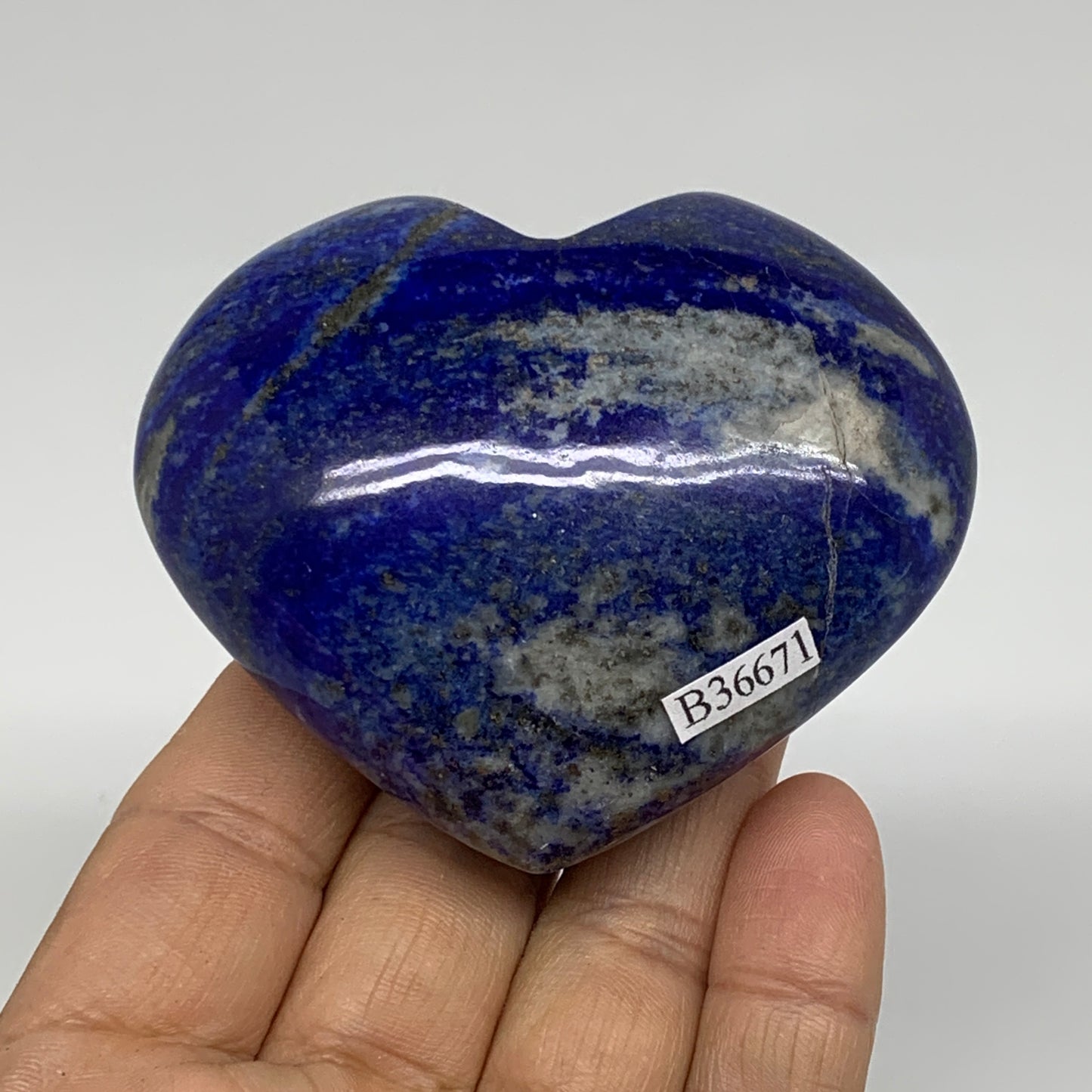 0.44 lbs, 2.5"x2.9"x1.2", Natural Lapis Lazuli Heart Polished Crystal, B36671